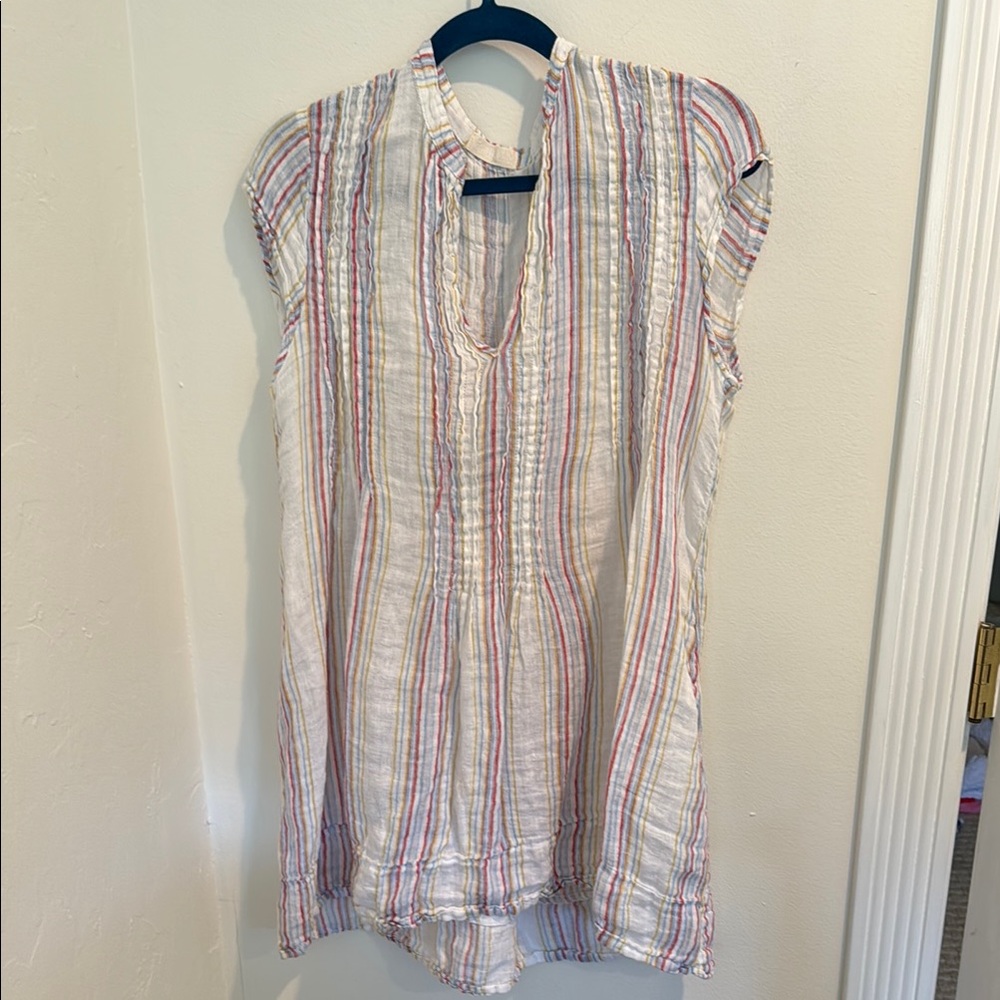 CP Shades Cream Cap Sleeve Pleated Blouse